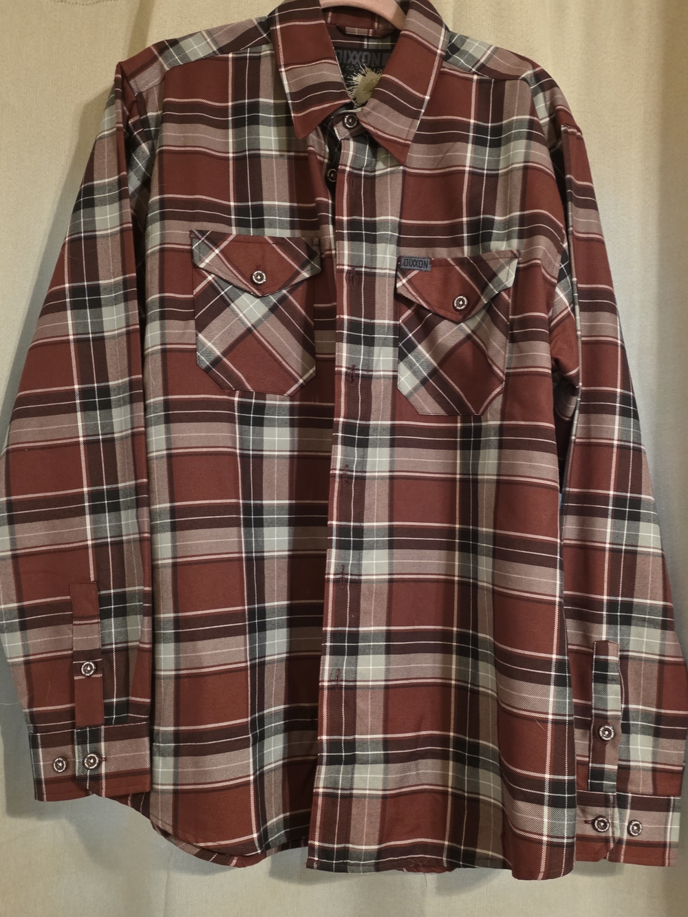 DIXXON "The Meg" Size Large Rust Red Plaid Button-Down Flannel